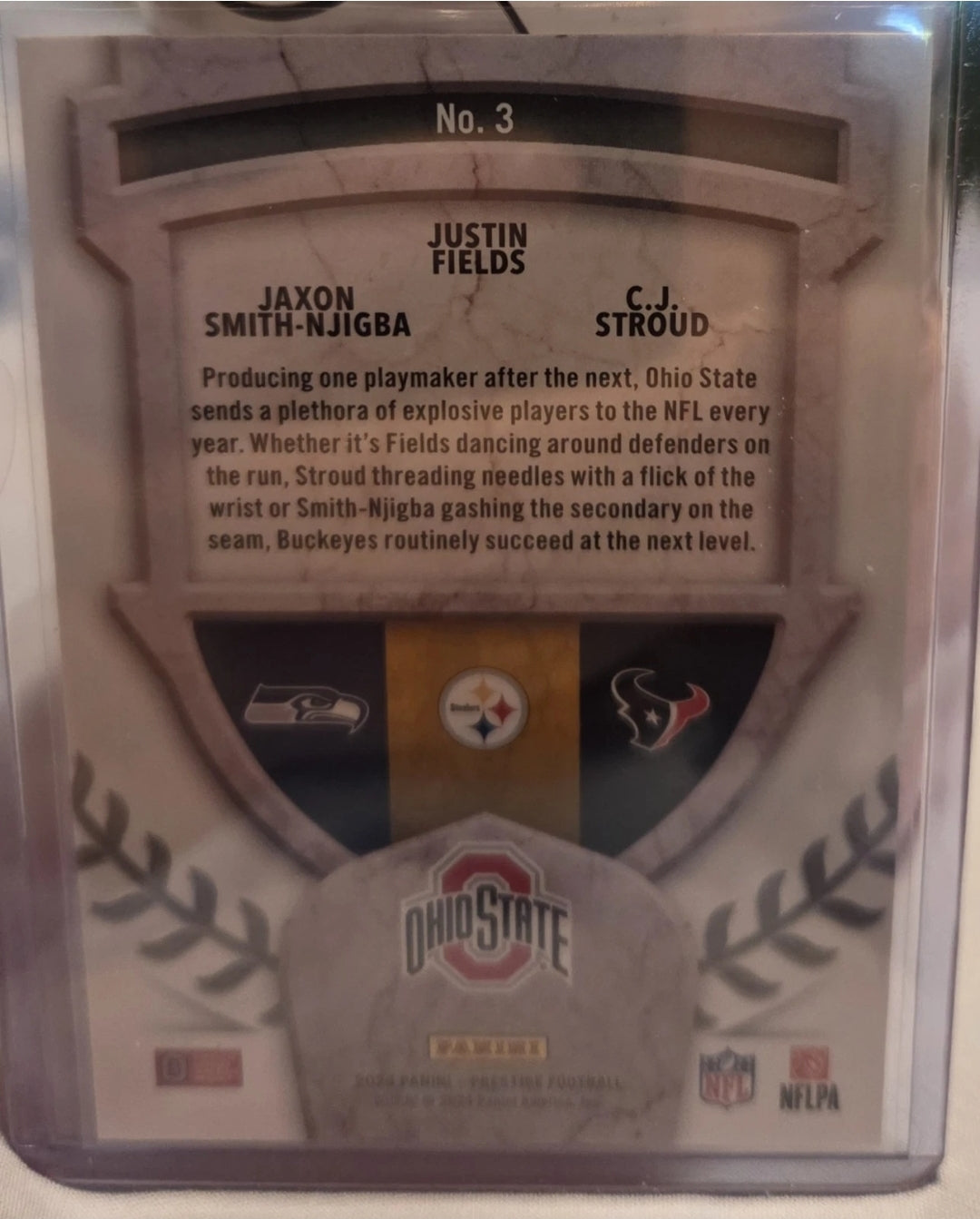 2024 Panini Prestige-Alma Maters Justin Fields,C.J. Stroud,Jaxon Smith-Njigba #3