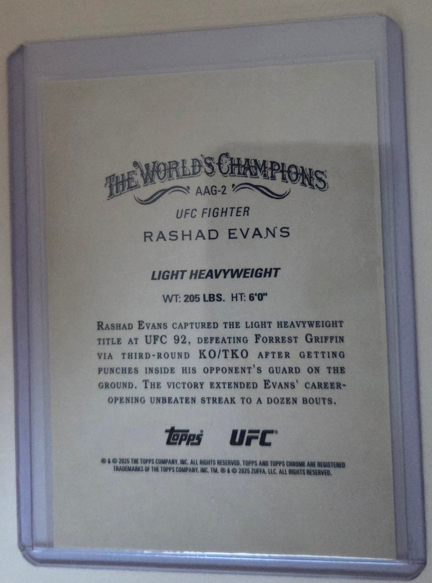 2025 Topps Chrome UFC - Allen and Ginter Rashad Evans #AAG-2