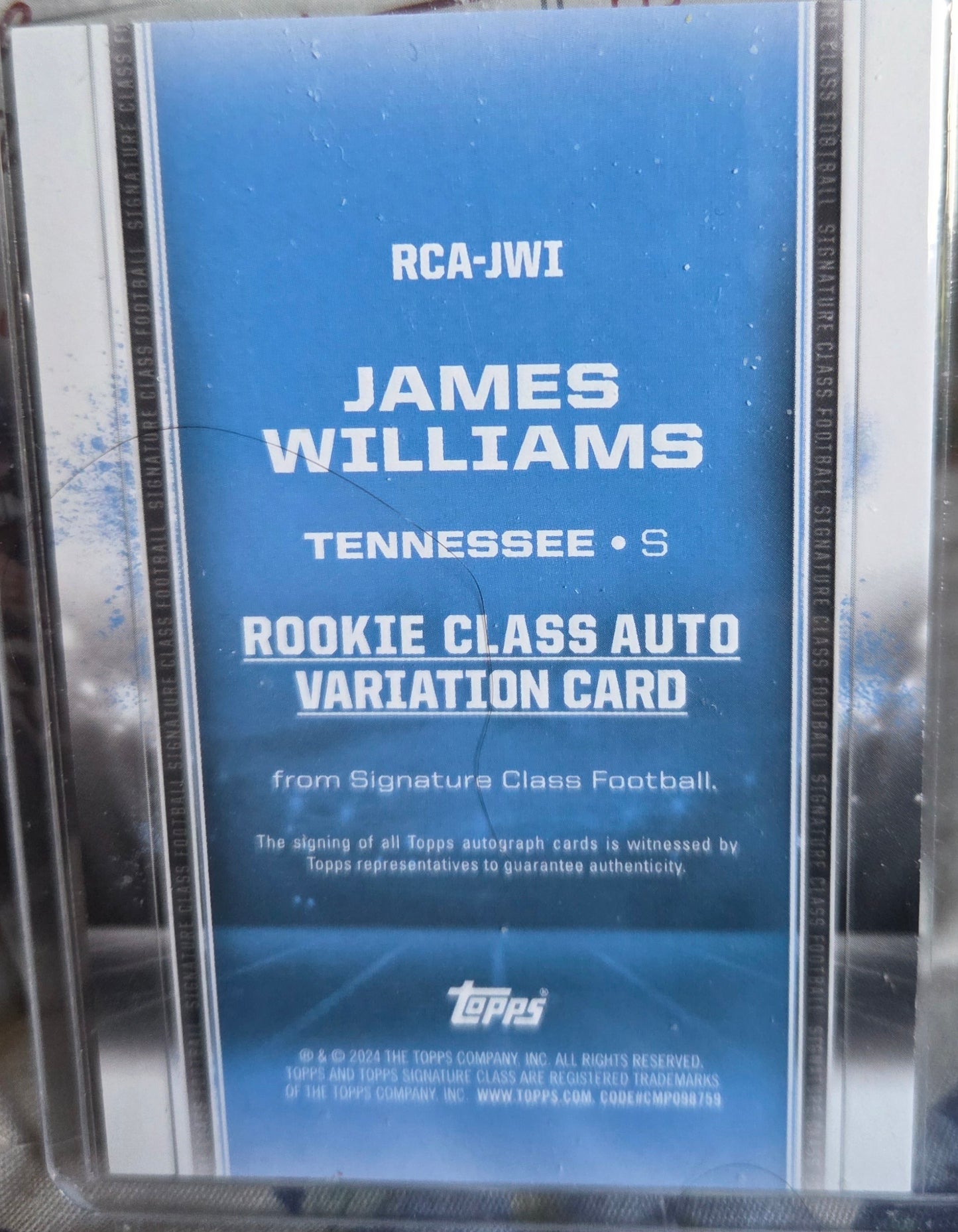2025 Topps Signature James Williams (Rookie, Autographed, /225)