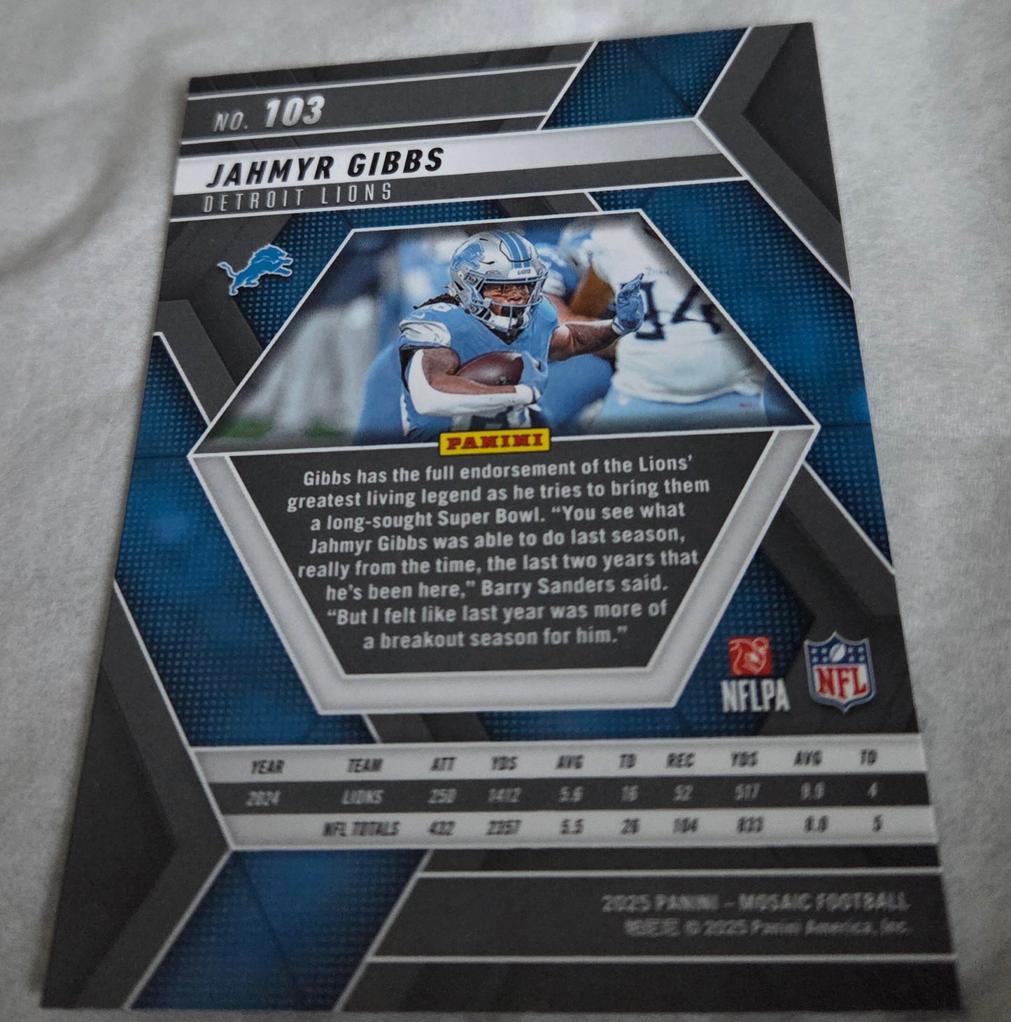 2025 Panini Mosaic Jahmyr Gibbs #103