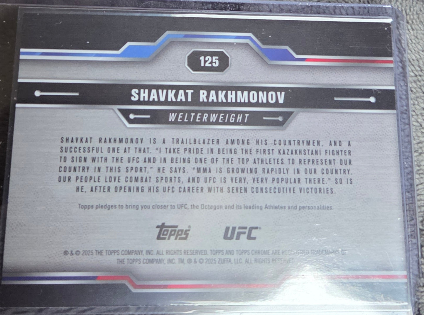 2025 Topps Chrome UFC SEPIA REFRACTOR Shavkat Rakhmonov #125