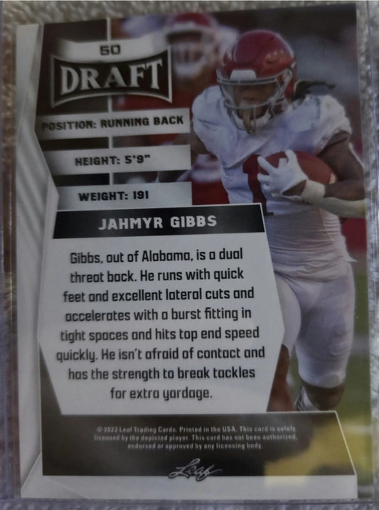 2023 Leaf Draft - Jahmyr Gibbs #50 Blue (RC)