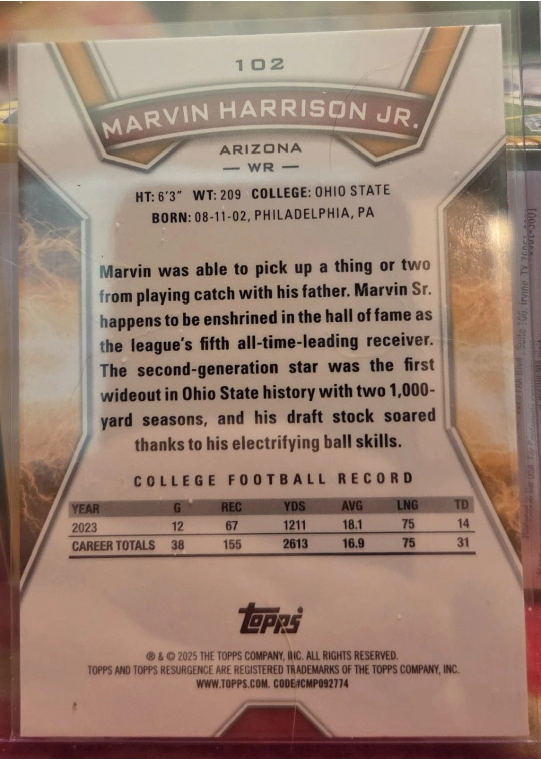 2024 Topps Resurgence - Rookies Marvin Harrison Jr. #102 (RC)