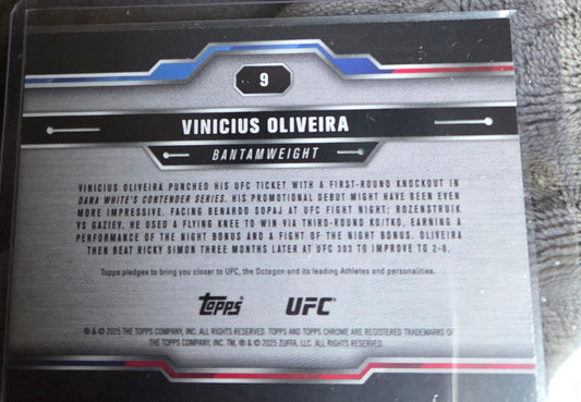 2025 Topps Chrome UFC Vinicius Oliveira 9 Sepia Refractor Rookie