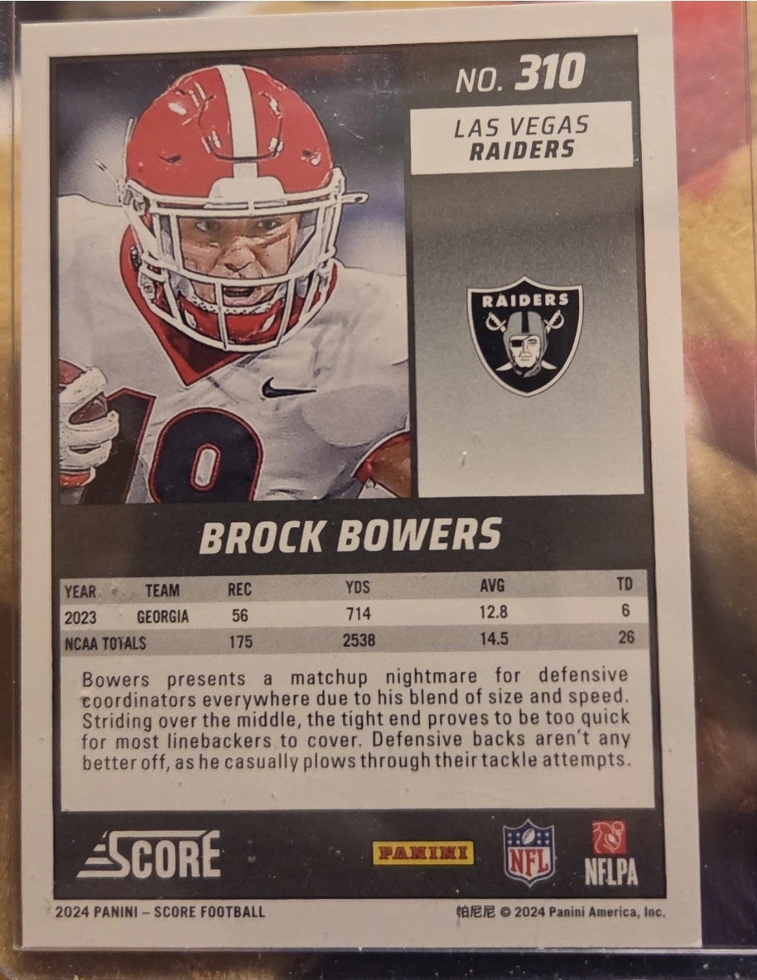 2024 Score - Rookies Brock Bowers #310 Red (RC)