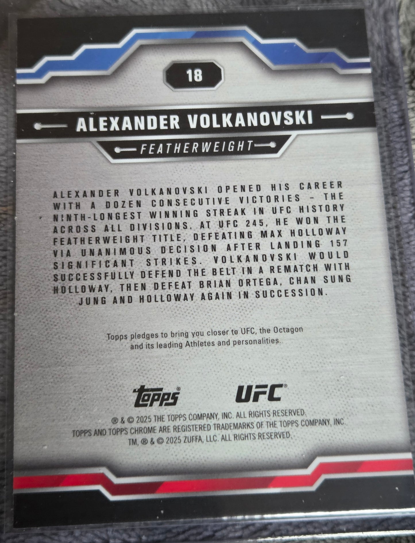 2025 Toppa Chrome #18 Alexander Volkanovski (Sepia)