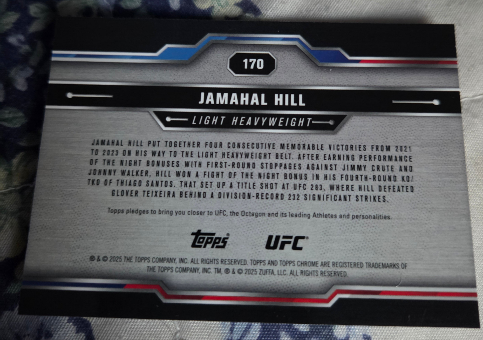 2025 Topps Chrome UFC SAPPHIRE Jamahal Hill Blue Sapphire