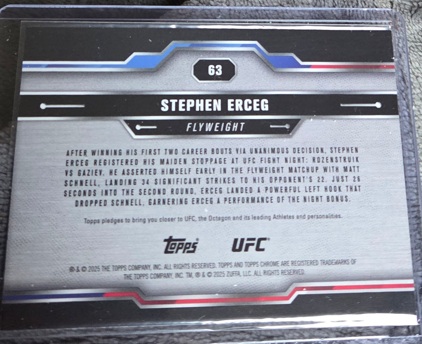 2025 Topps Chrome UFC Stephen Erceg 63 RC