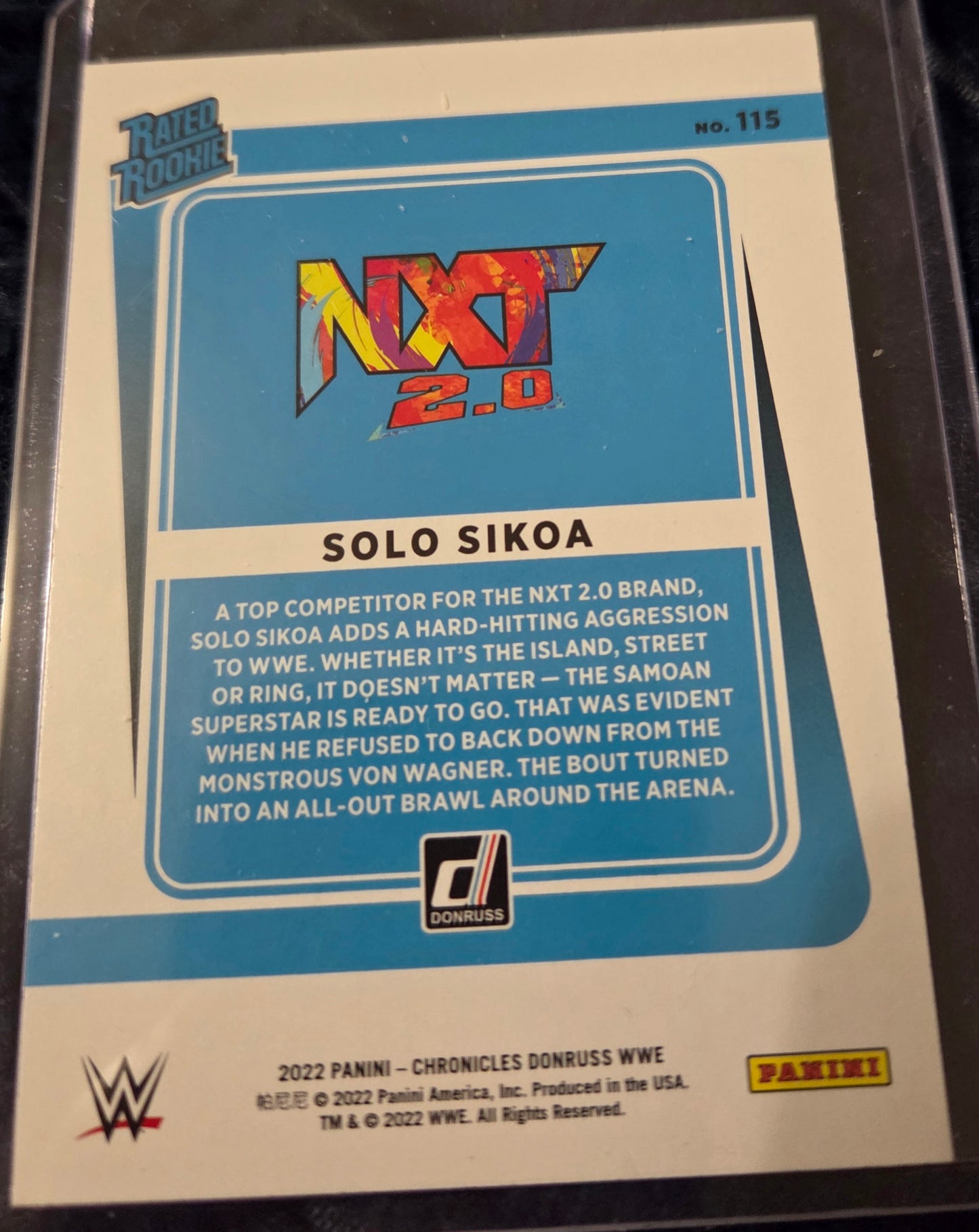 2022 WWE Panini Chronicles Donruss Solo Sikoa Rated Rookie RC #115
