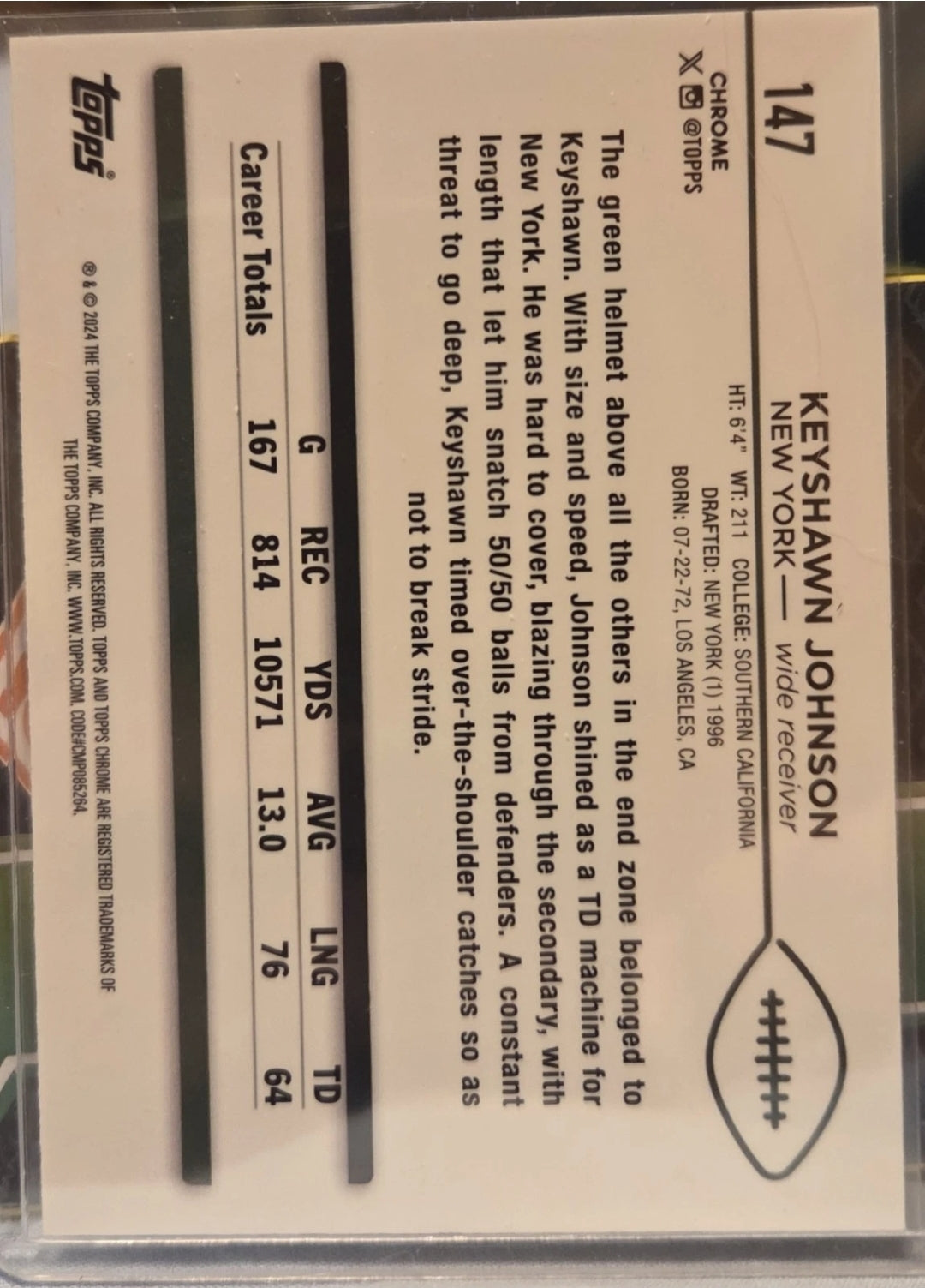 2024 Topps Chrome - Keyshawn Johnson #147 Pink Refractor