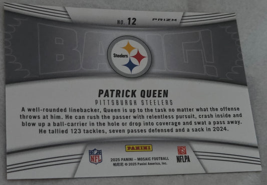 2025 Panini Mosaic - Patrick Queen - BANG! - Orange Fluorescent Prizm