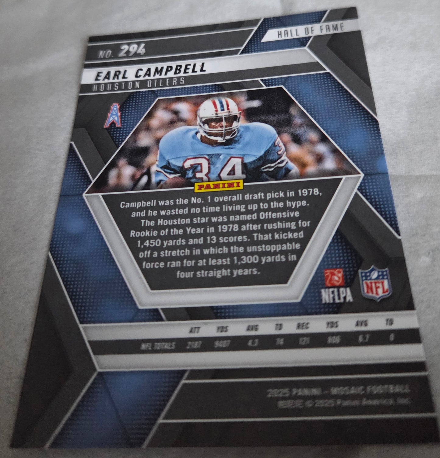 2025 Panini Mosaic Earl Campbell #294 - Hall of Fame