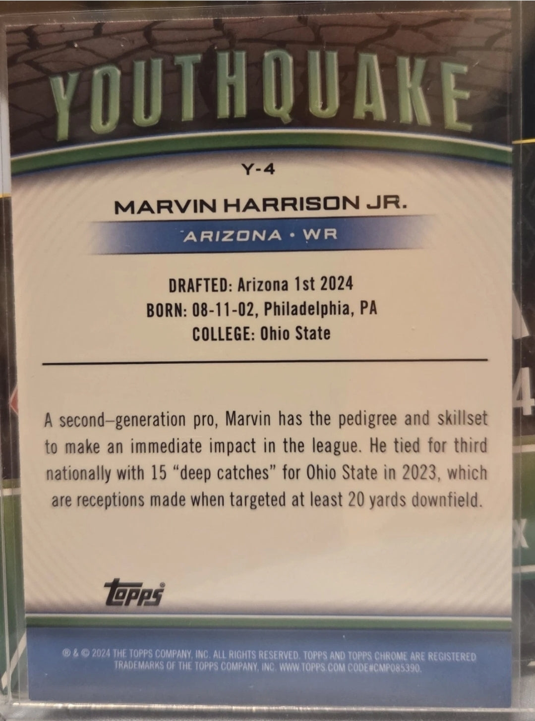 2024 Topps Chrome - Youthquake Marvin Harrison Jr. #Y-4 Refractor (RC)