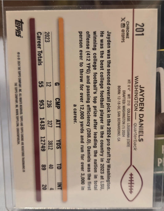 2024 Topps Chrome - Rookies Jayden Daniels #201 Refractor (RC)