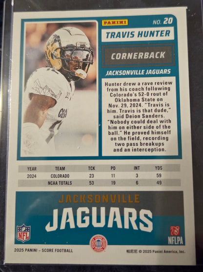 Travis Hunter 2025 Panini Score Jacksonville Jaguars RC #20
