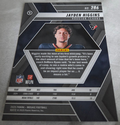 2025 Panini Mosaic Jayden Higgins RC Rookie Silver Prizm