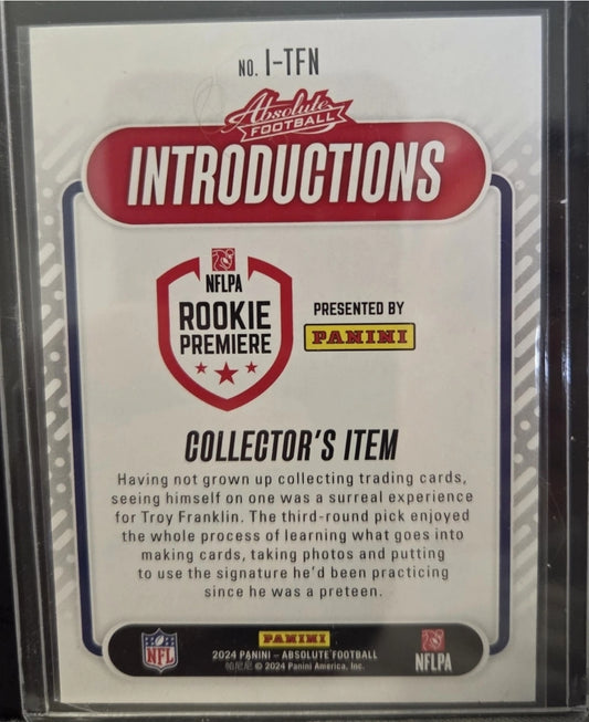2024 Panini Absolute - Introductions Troy Franklin #I-TFN (RC)