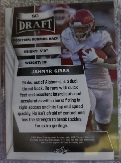2023 Leaf Draft - Jahmyr Gibbs #50 Blue (RC)
