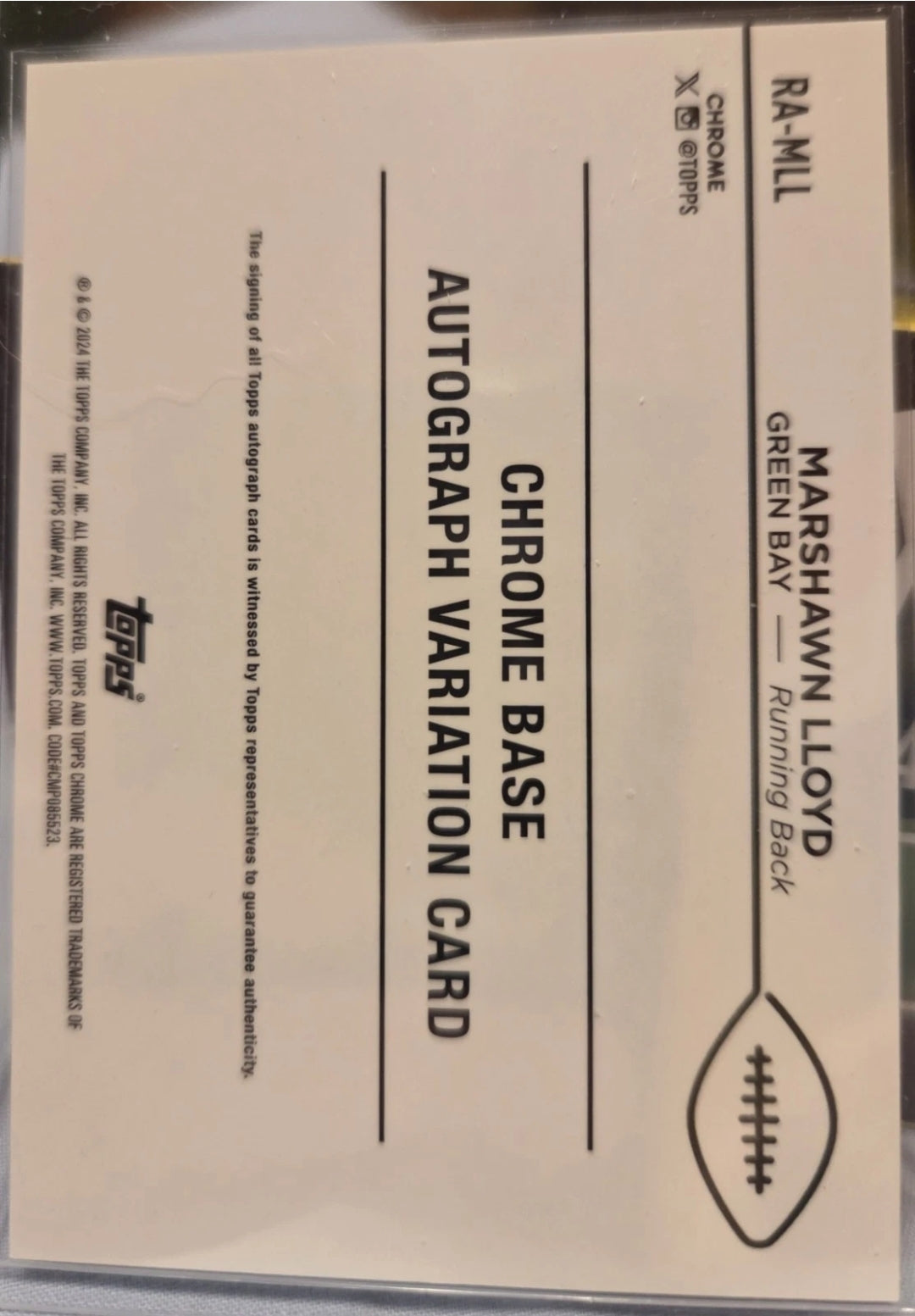 2024 Topps Chrome - Rookie Autographs Marshawn Lloyd #RA-MLL (AU, RC)