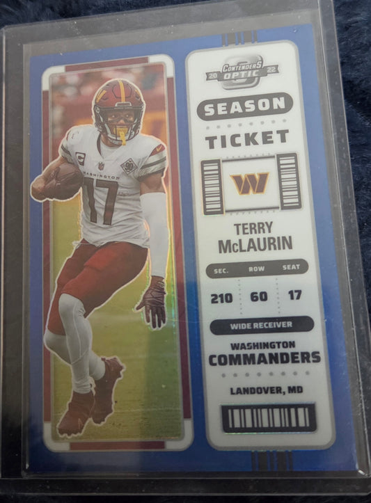 2022 Panini Contenders Optic Season Ticket Blue Prizm 34/99 Terry McLaurin