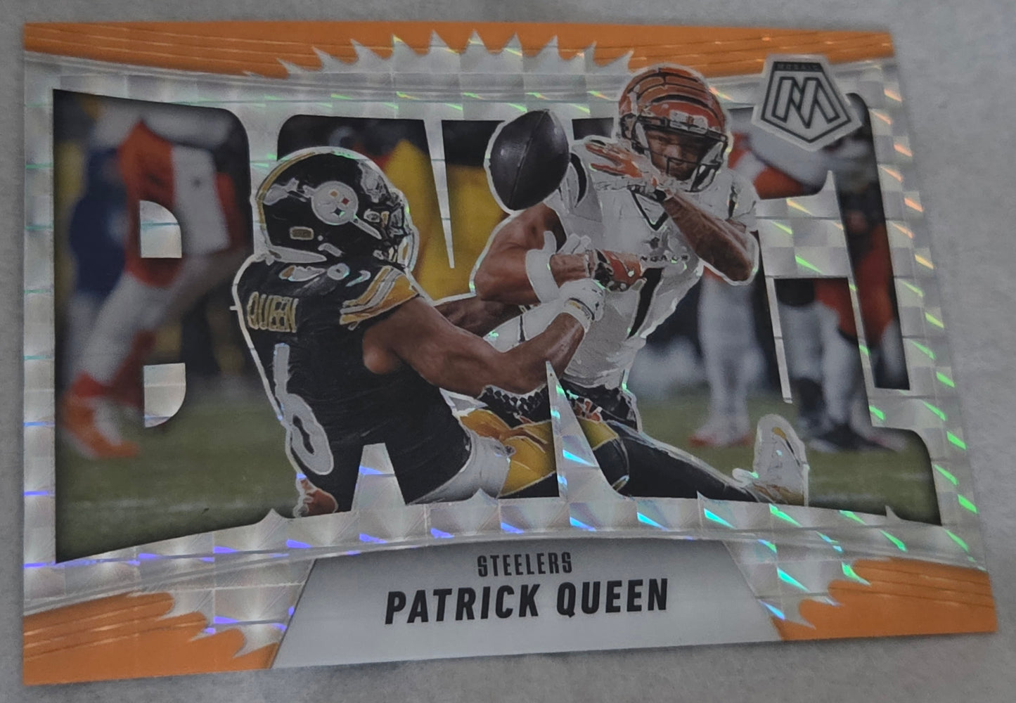 2025 Panini Mosaic - Patrick Queen - BANG! - Orange Fluorescent Prizm