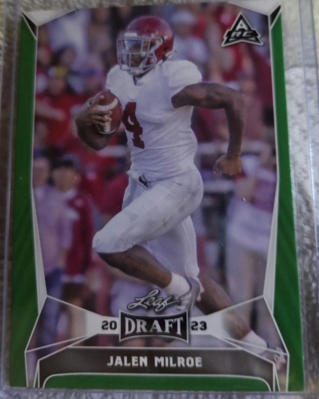 2023 Leaf Draft - Jalen Milroe #36 Green (RC)