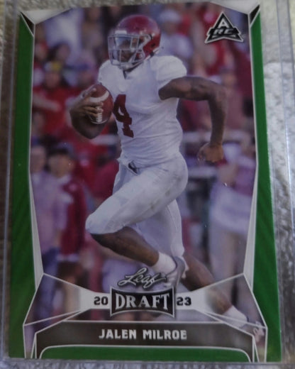 2023 Leaf Draft - Jalen Milroe #36 Green (RC)