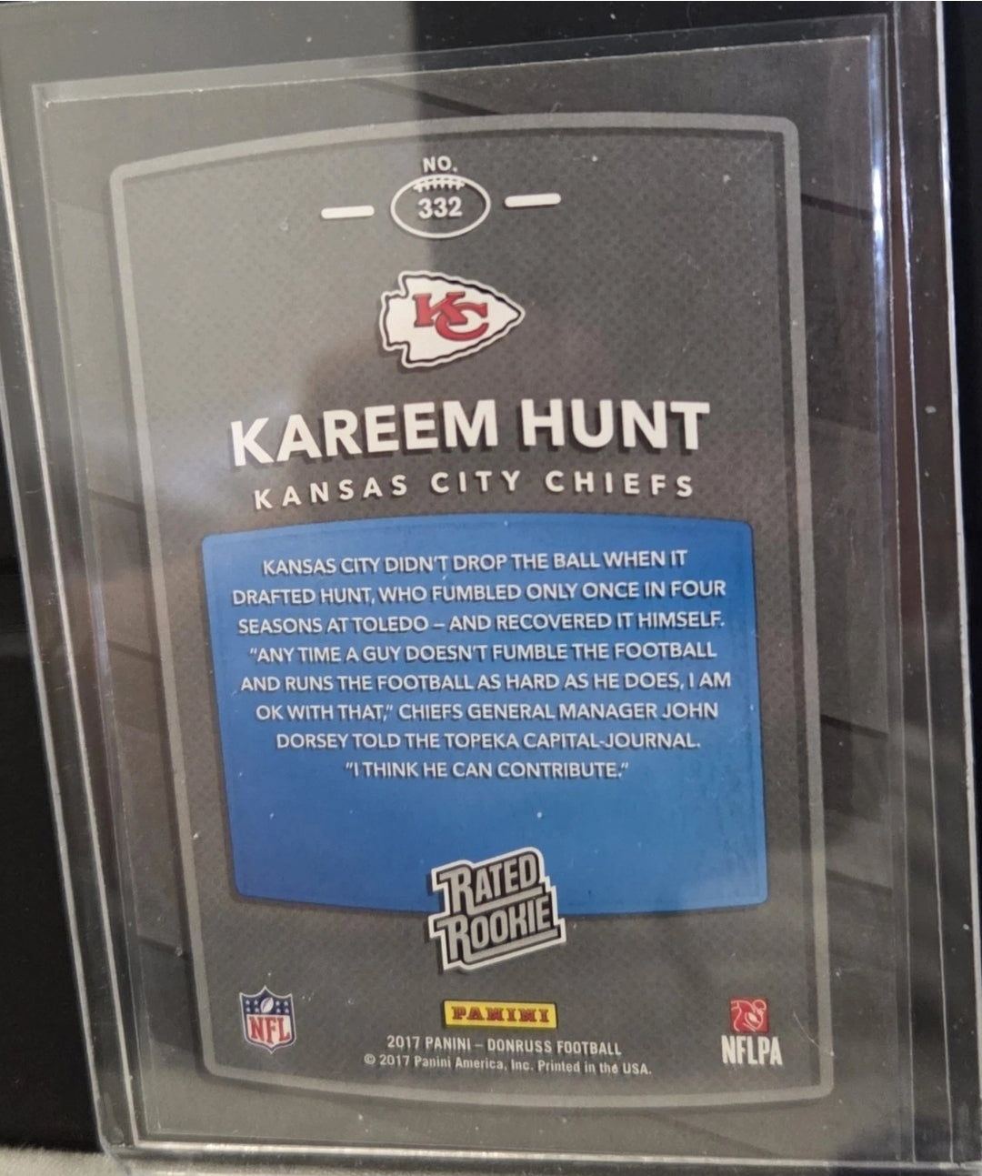 2017 Panini Donruss - Rated Rookie Kareem Hunt #332 (RC)
