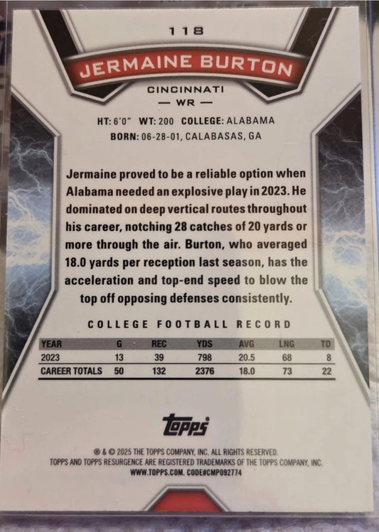 2024 Topps Resurgence Rookies Jermaine Burton #118 Prism Refractor (RC)