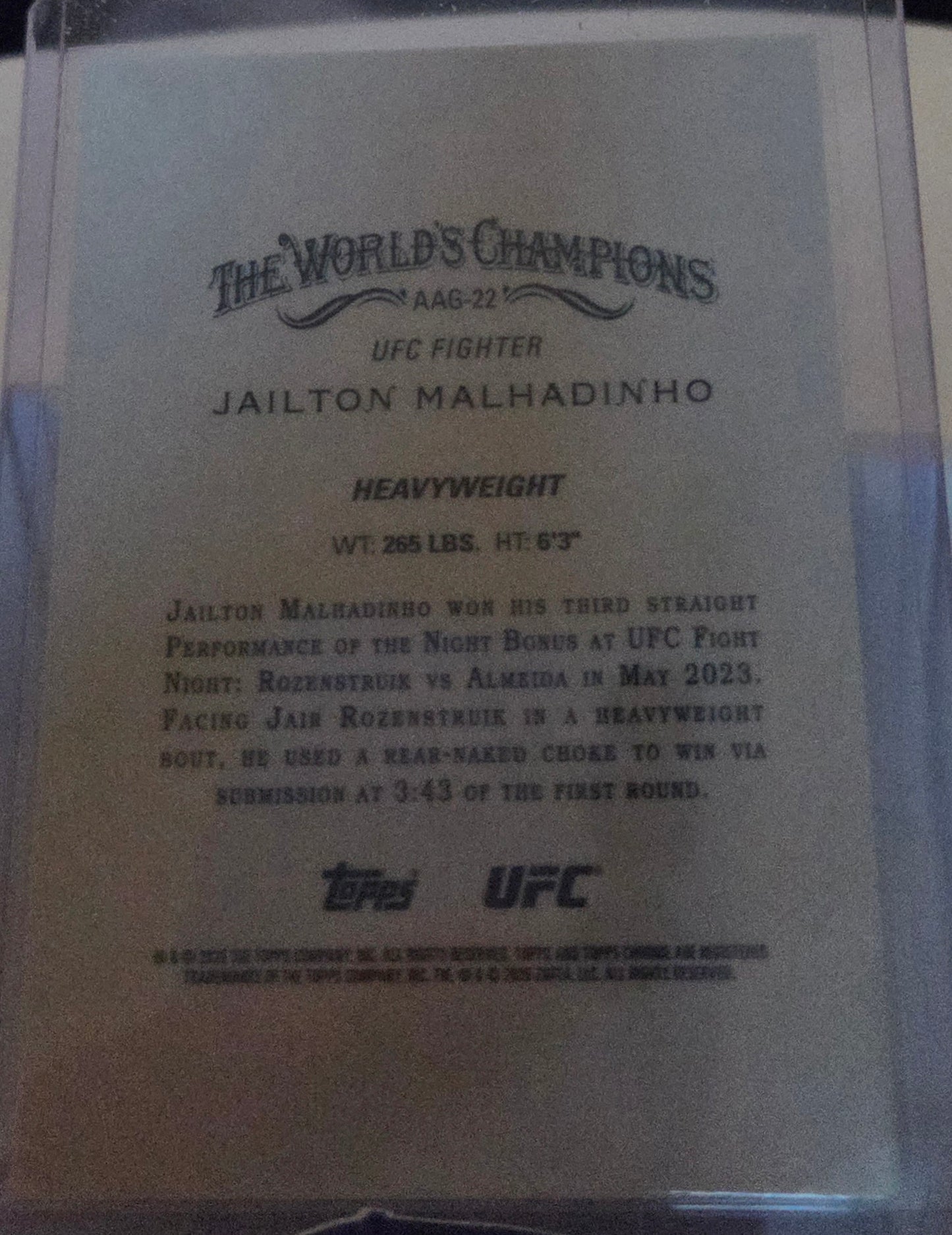 2025 Topps Chrome UFC - Jailton Malhadinho (Allen & Ginter) AAG-22