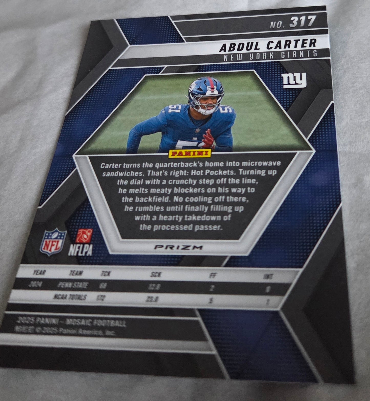 2025 Panini Mosaic - Rookies Abdul Carter #317 Green Mosaic Prizm (RC)