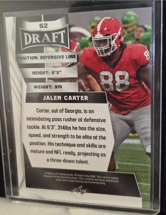 2023 Leaf Draft - Jalen Carter #52 Red (RC)